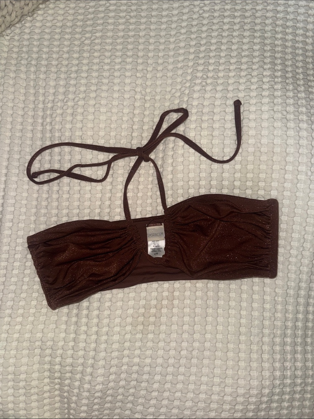 l*space Brown Shimmery Bandeau Bikini Top with Removable Halter
